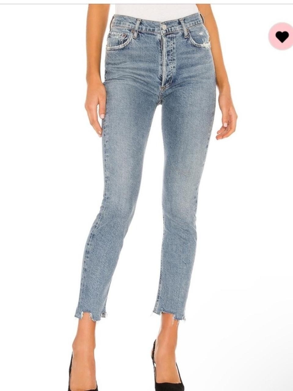 Agolde Nico High-Rise Light Wash Skinny Jeans Button Fly Distressed Womens 25